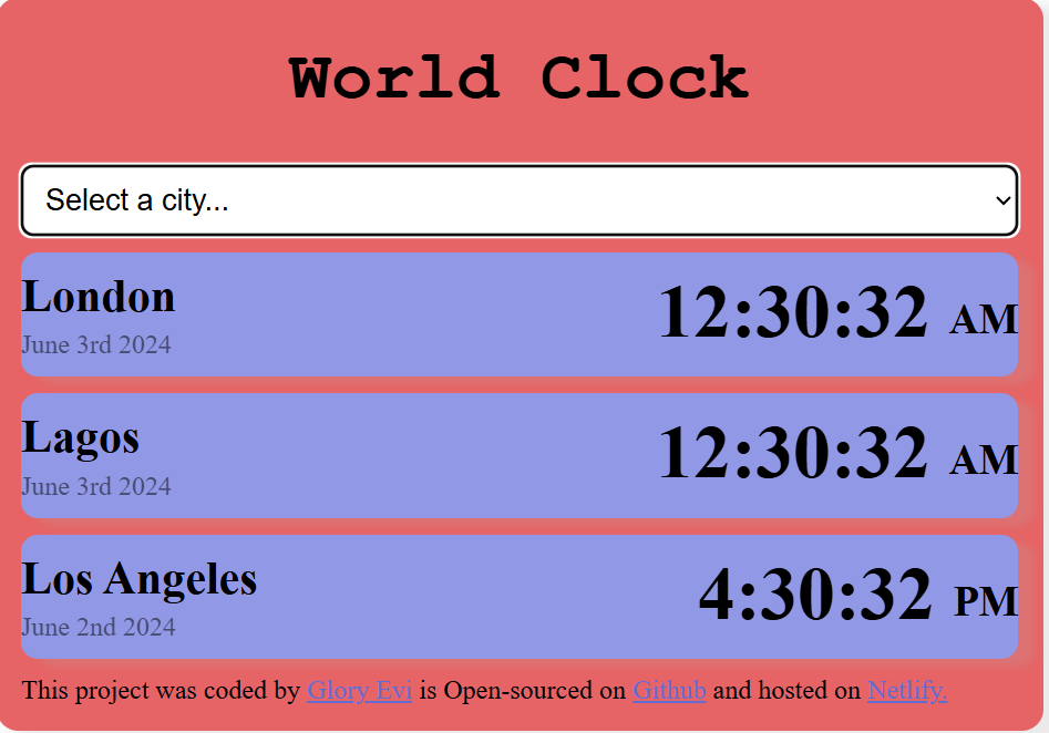 World clock project preview